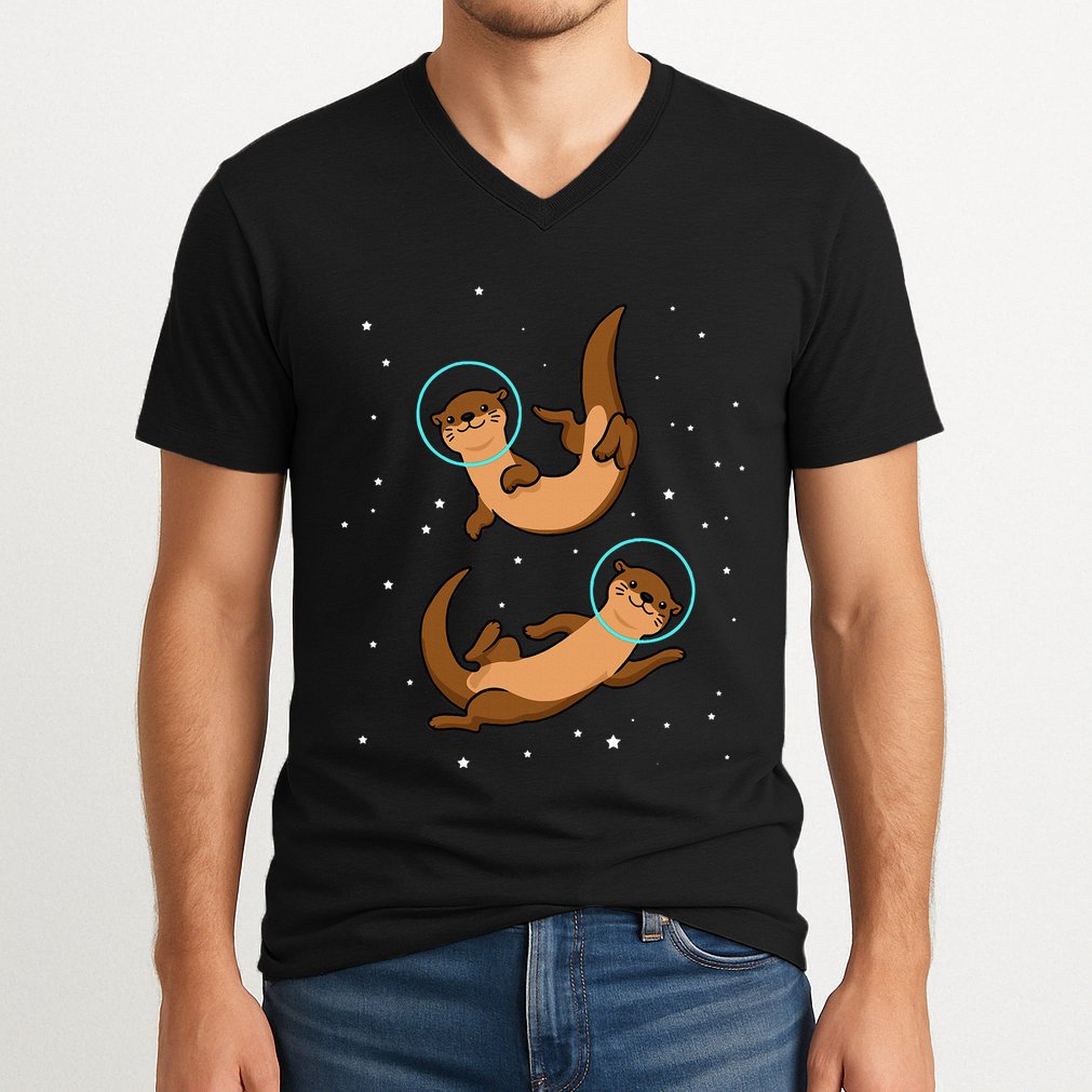Otter Astronaut Otter Gift Women Space Sea Otter V-Neck T-Shirt