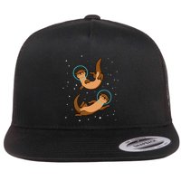 Otter Astronaut Otter Gift Women Space Sea Otter Flatbill Hat