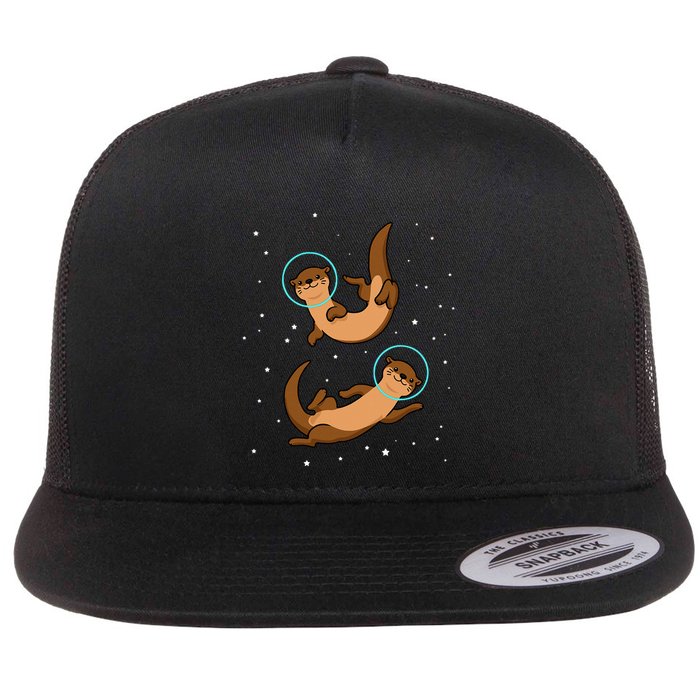 Otter Astronaut Otter Gift Women Space Sea Otter Flatbill Hat