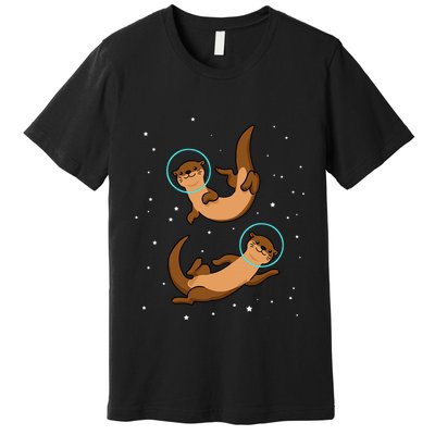 Otter Astronaut Otter Gift Women Space Sea Otter Premium T-Shirt