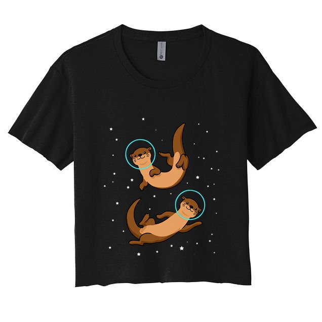 Otter Astronaut Otter Gift Women Space Sea Otter Crop Top