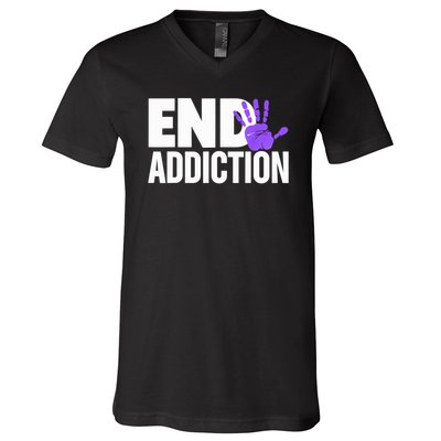 Overdose Awareness Overdose Awareness End Addiction V-Neck T-Shirt