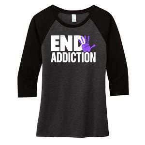 Overdose Awareness Overdose Awareness End Addiction Women's Tri-Blend 3/4-Sleeve Raglan Shirt