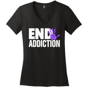 Overdose Awareness Overdose Awareness End Addiction Women's V-Neck T-Shirt