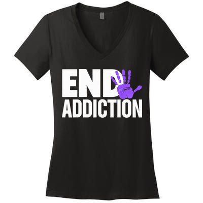 Overdose Awareness Overdose Awareness End Addiction Women's V-Neck T-Shirt
