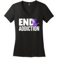 Overdose Awareness Overdose Awareness End Addiction Women's V-Neck T-Shirt