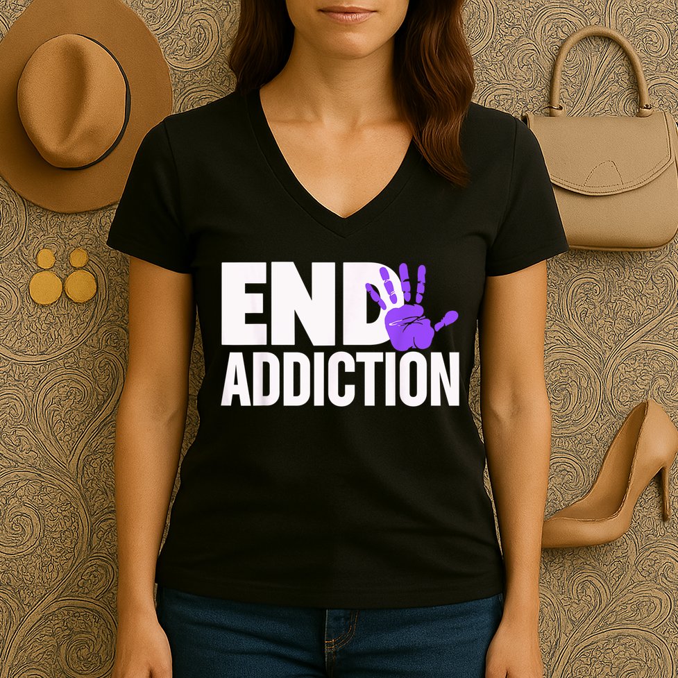 Overdose Awareness Overdose Awareness End Addiction Women's V-Neck T-Shirt