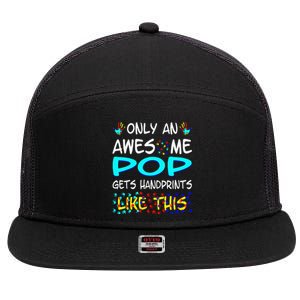 Only Awesome Pop Gets Handprints Like This Autism 7 Panel Mesh Trucker Snapback Hat