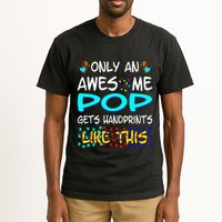Only Awesome Pop Gets Handprints Like This Autism Tall T-Shirt