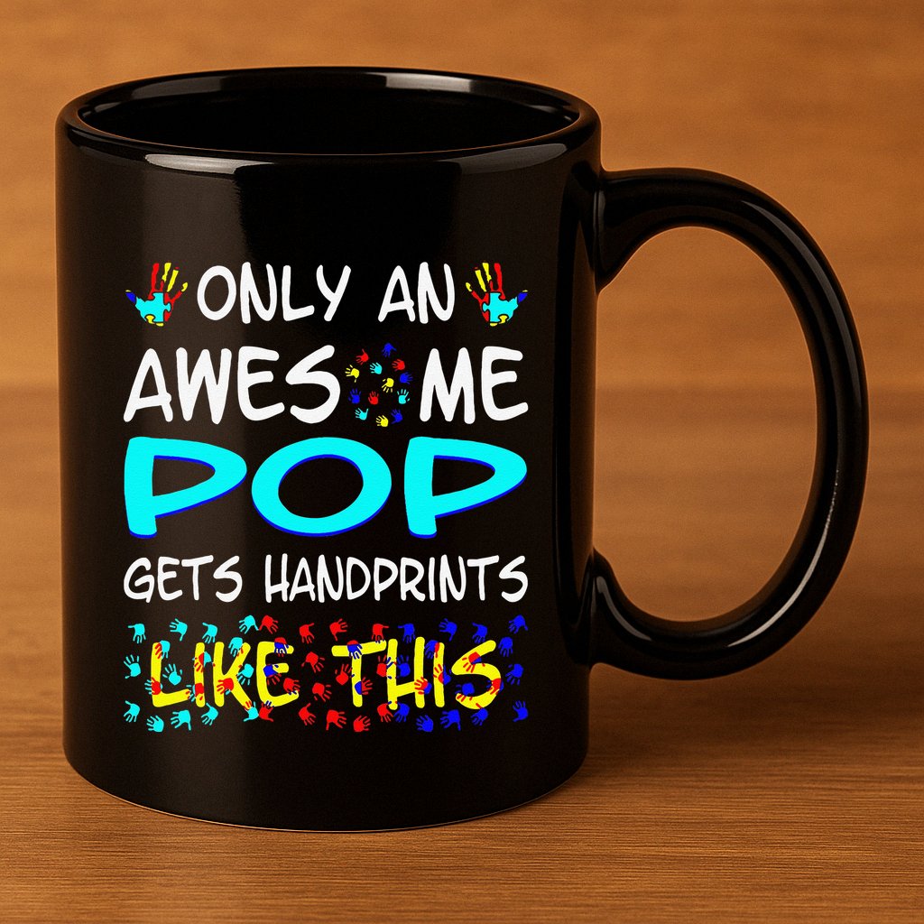 Only Awesome Pop Gets Handprints Like This Autism 11oz C Handle Ceramic Mug