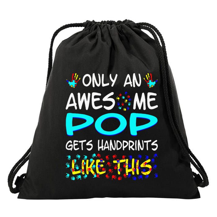 Only Awesome Pop Gets Handprints Like This Autism Drawstring Bag