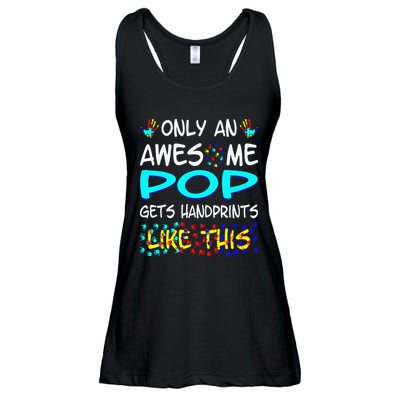 Only Awesome Pop Gets Handprints Like This Autism Ladies Essential Flowy Tank