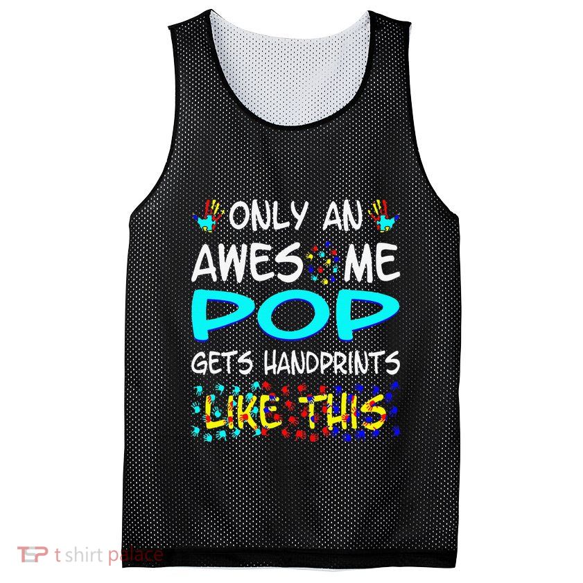 Only Awesome Pop Gets Handprints Like This Autism Mesh Reversible Basketball Jersey Tank