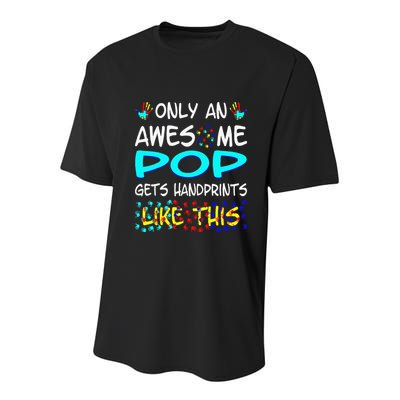 Only Awesome Pop Gets Handprints Like This Autism Youth Performance Sprint T-Shirt