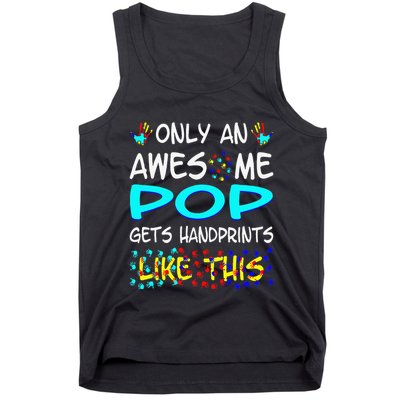 Only Awesome Pop Gets Handprints Like This Autism Tank Top