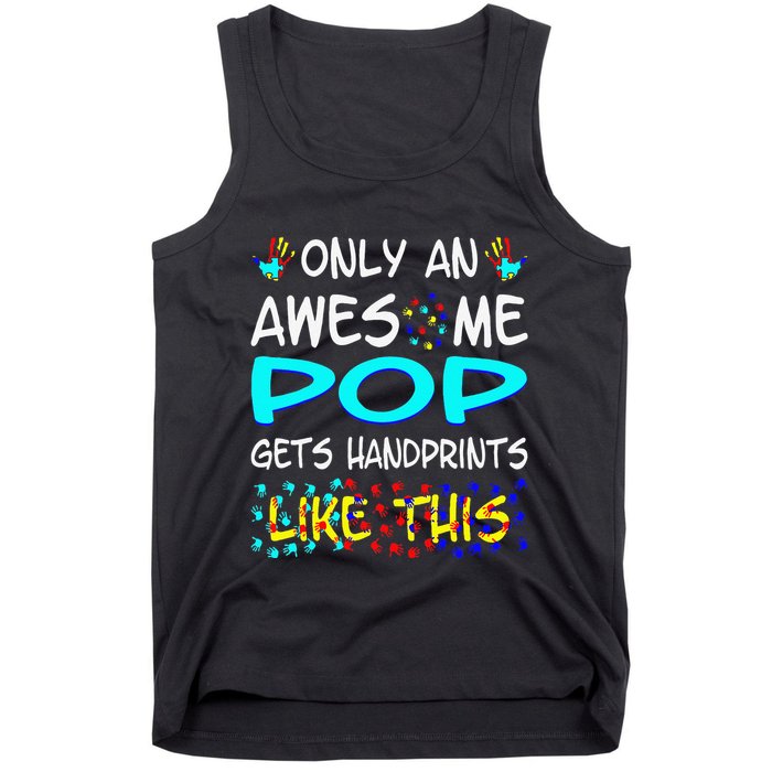Only Awesome Pop Gets Handprints Like This Autism Tank Top