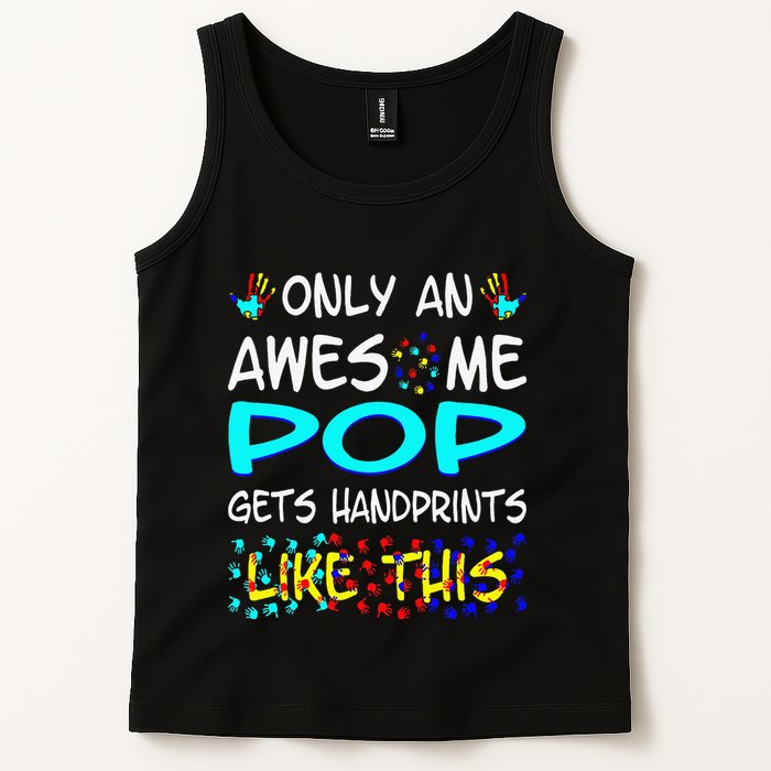 Only Awesome Pop Gets Handprints Like This Autism Tank Top