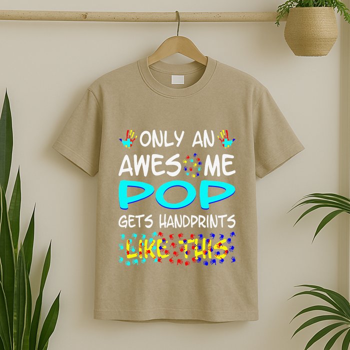 Only Awesome Pop Gets Handprints Like This Autism T-Shirt