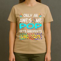Only Awesome Pop Gets Handprints Like This Autism T-Shirt