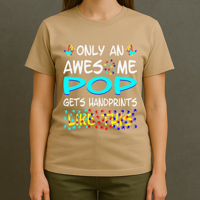 Only Awesome Pop Gets Handprints Like This Autism T-Shirt