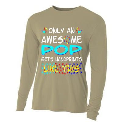 Only Awesome Pop Gets Handprints Like This Autism Cooling Performance Long Sleeve Crew