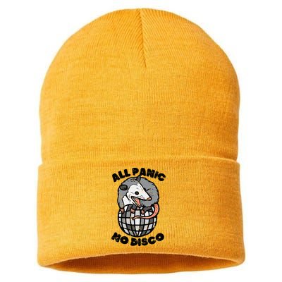 Opossum All Panic No Disco Funny Possum Scream Sustainable Knit Beanie