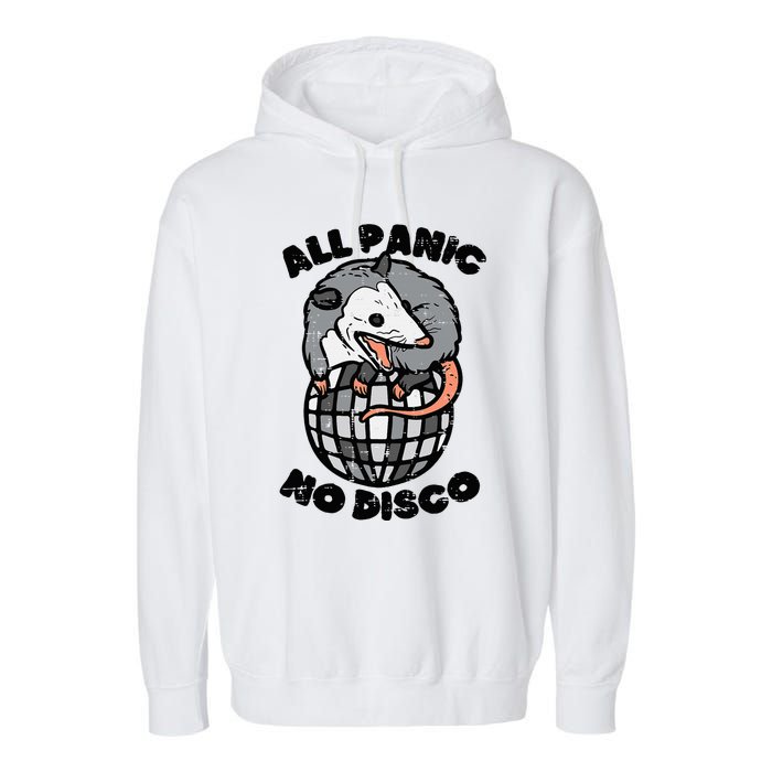 Opossum All Panic No Disco Funny Possum Scream Garment-Dyed Fleece Hoodie