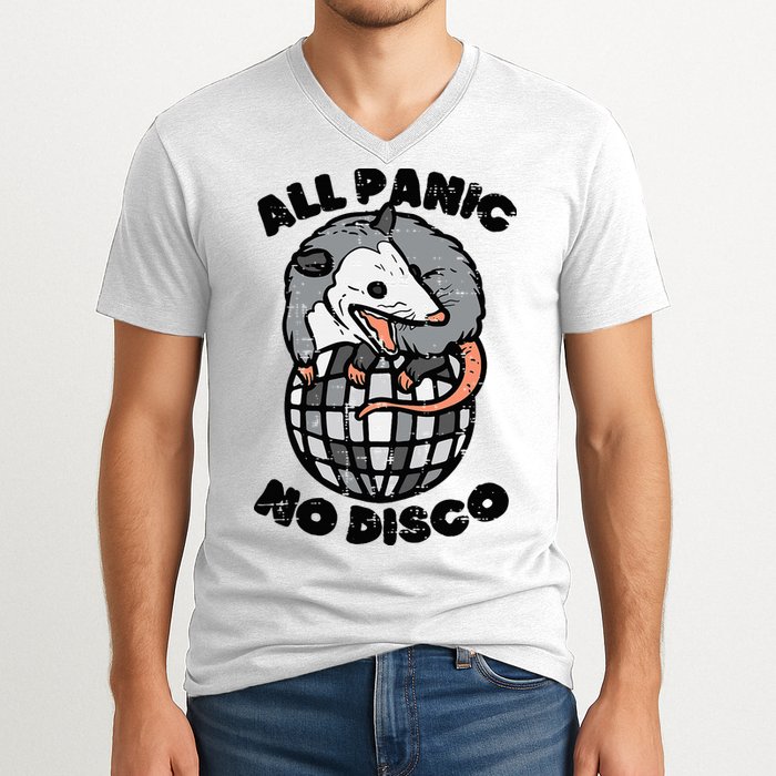 Opossum All Panic No Disco Funny Possum Scream V-Neck T-Shirt