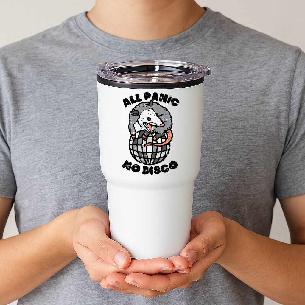 Opossum All Panic No Disco Funny Possum Scream Tumbler