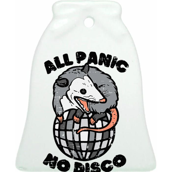 Opossum All Panic No Disco Funny Possum Scream Ceramic Bell Ornament