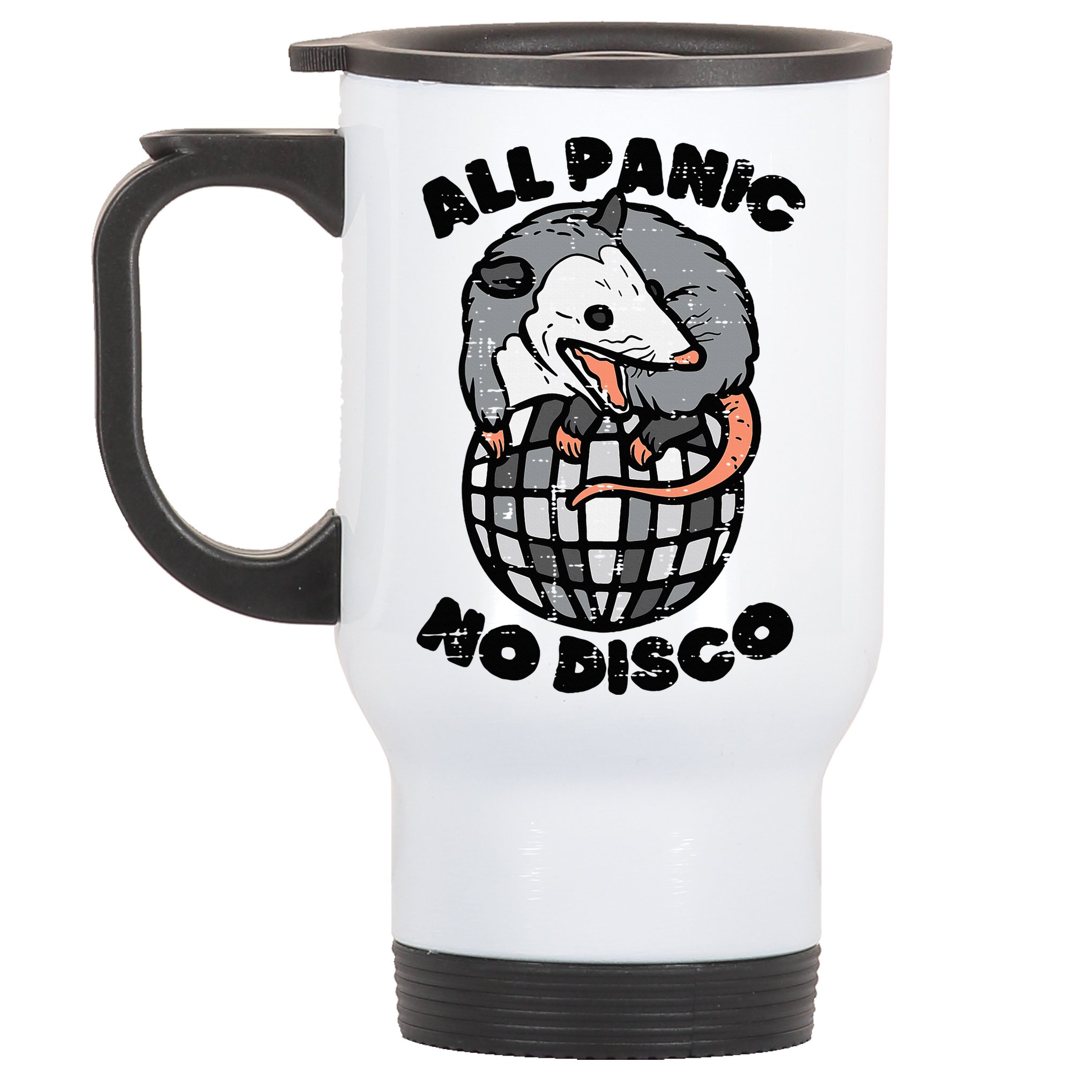 Opossum All Panic No Disco Funny Possum Scream Stainless Steel Travel Mug