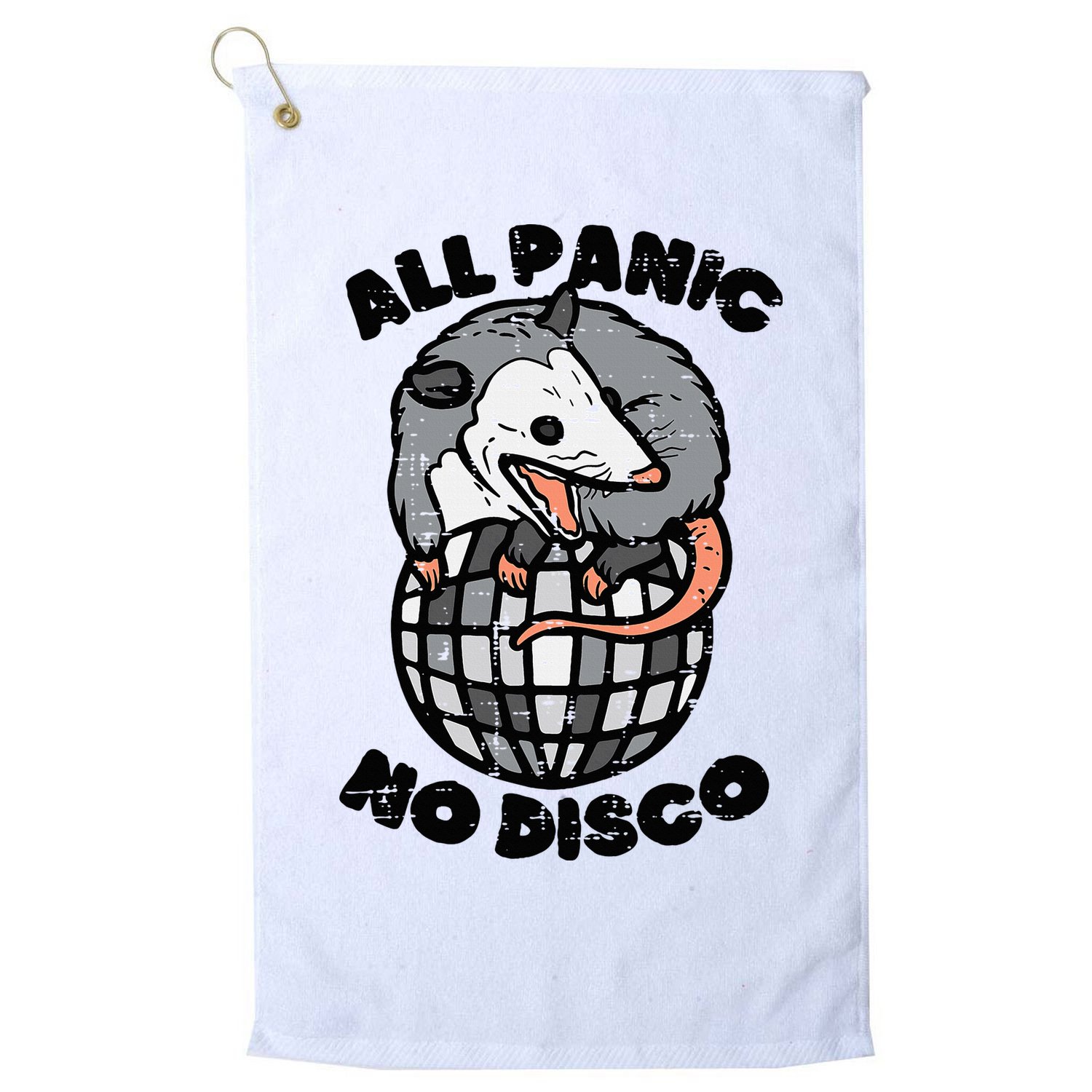 Opossum All Panic No Disco Funny Possum Scream Golf Towel