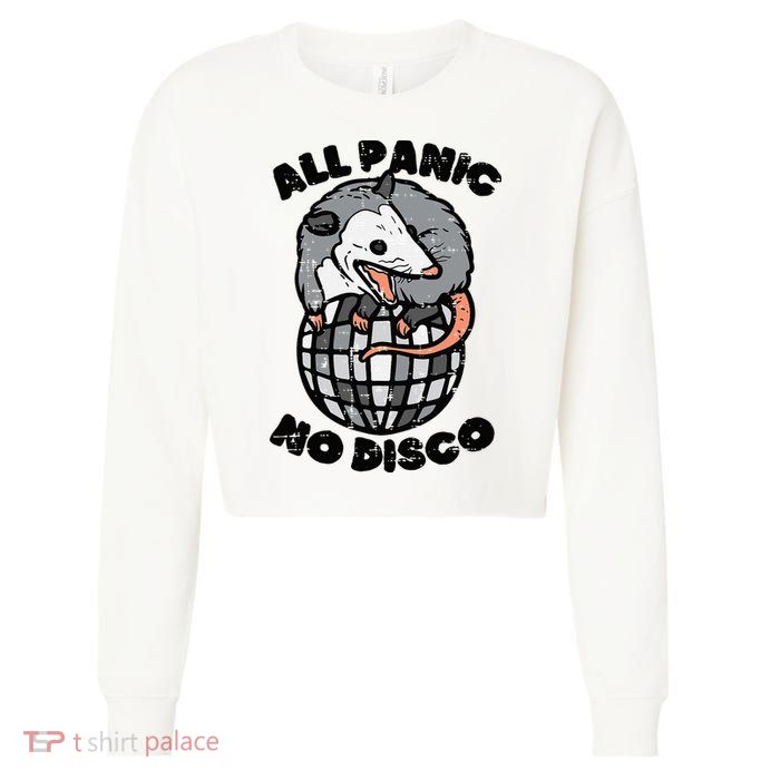Opossum All Panic No Disco Funny Possum Scream Cropped Pullover Crew