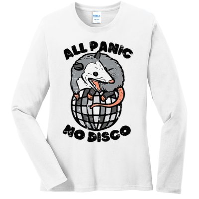 Opossum All Panic No Disco Funny Possum Scream Ladies Long Sleeve Shirt