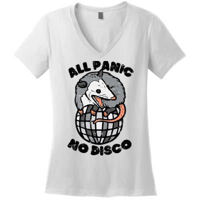 Opossum All Panic No Disco Funny Possum Scream Women's V-Neck T-Shirt