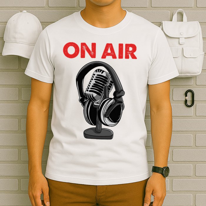 On Air Podcast Microphone Radio Show Host Music DJ T-Shirt