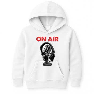 On Air Podcast Microphone Radio Show Host Music DJ Kids Hoodie