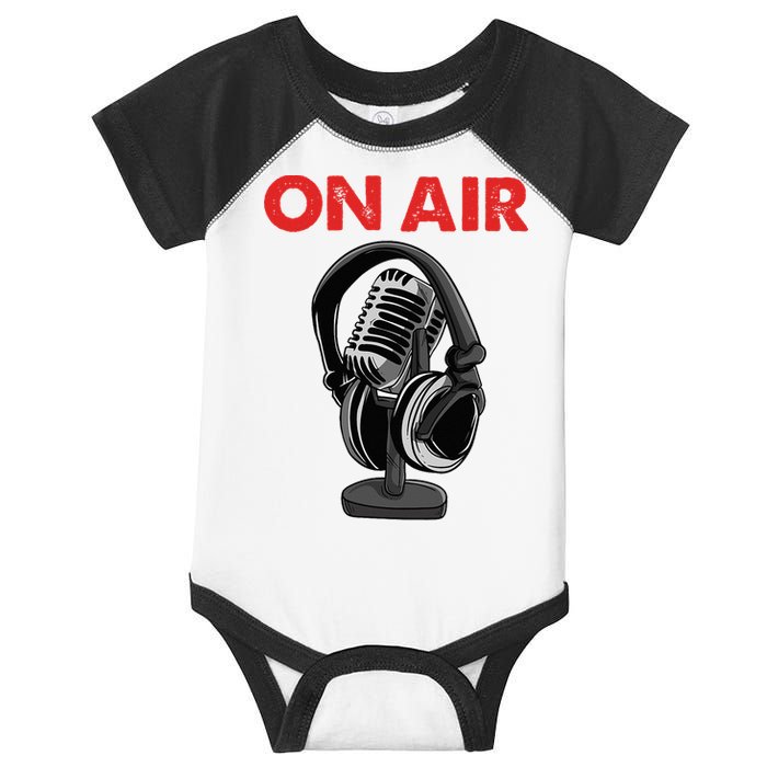 On Air Podcast Microphone Radio Show Host Music DJ Infant Baby Jersey Bodysuit