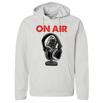 On Air Podcast Microphone Radio Show Host Music DJ Performance Fleece Hoodie