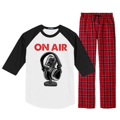 On Air Podcast Microphone Radio Show Host Music DJ Raglan Sleeve Pajama Set