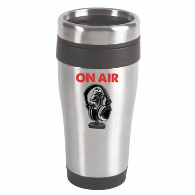On Air Podcast Microphone Radio Show Host Music DJ 16oz Travel Tumbler