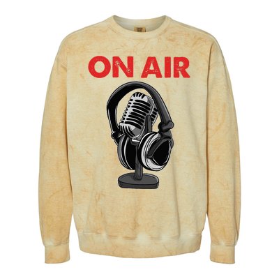 On Air Podcast Microphone Radio Show Host Music DJ Colorblast Crewneck Sweatshirt