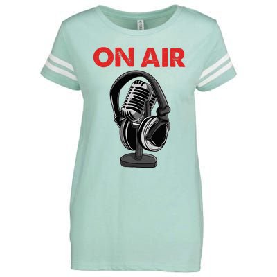 On Air Podcast Microphone Radio Show Host Music DJ Enza Ladies Jersey Football T-Shirt