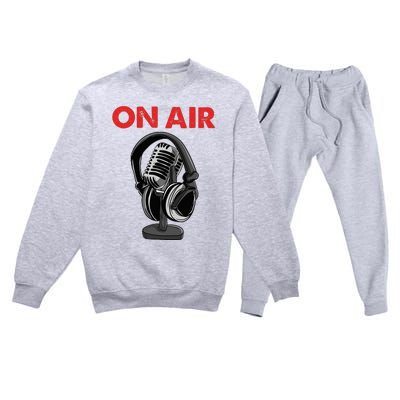 On Air Podcast Microphone Radio Show Host Music DJ Premium Crewneck Sweatsuit Set