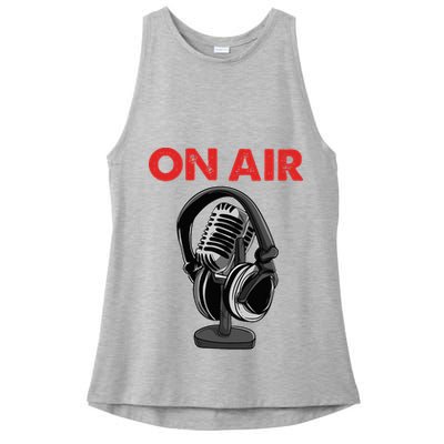 On Air Podcast Microphone Radio Show Host Music DJ Ladies PosiCharge Tri-Blend Wicking Tank