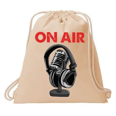On Air Podcast Microphone Radio Show Host Music DJ Drawstring Bag