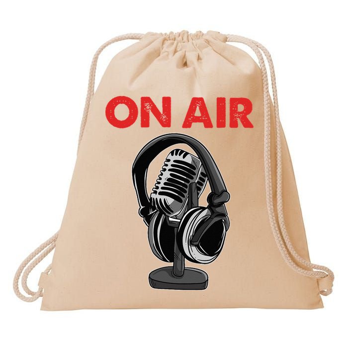 On Air Podcast Microphone Radio Show Host Music DJ Drawstring Bag