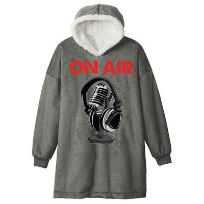 On Air Podcast Microphone Radio Show Host Music DJ Hooded Wearable Blanket