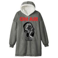 On Air Podcast Microphone Radio Show Host Music DJ Hooded Wearable Blanket