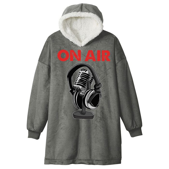 On Air Podcast Microphone Radio Show Host Music DJ Hooded Wearable Blanket